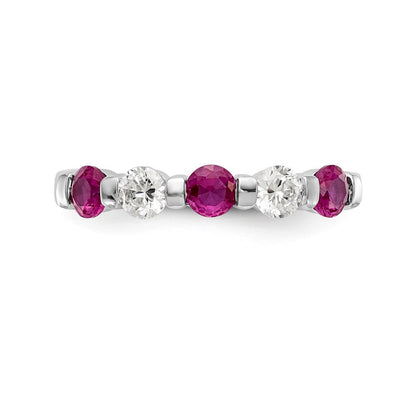 14k White Gold Real Diamond w/Ruby Band