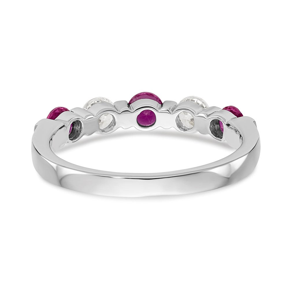 14k White Gold Real Diamond w/Ruby Band