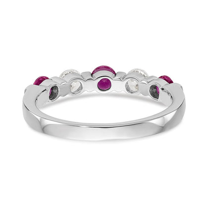 14k White Gold Real Diamond w/Ruby Band