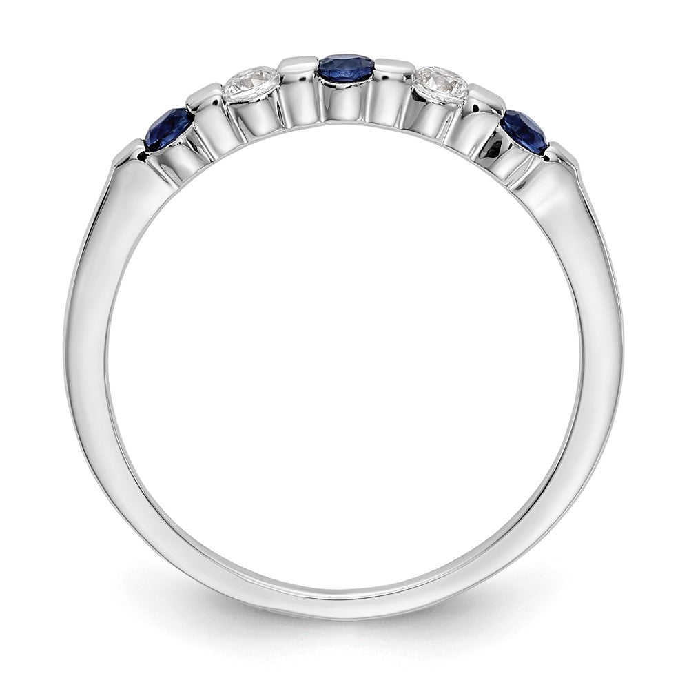14k White Gold Real Diamond w/Sapphire Band