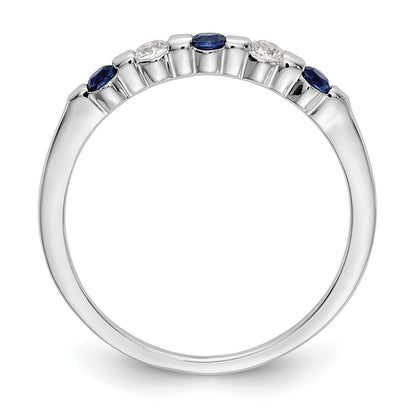 14k White Gold 2.25mm Sapphire AA Real Diamond Anniversary Band