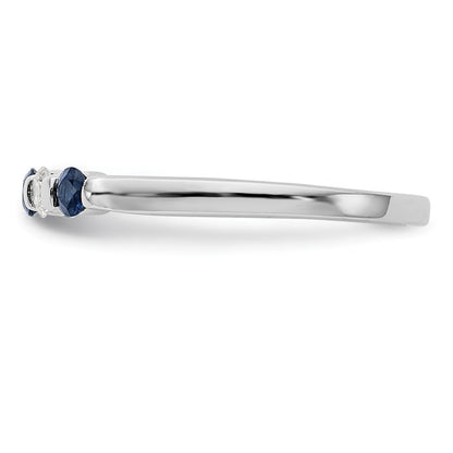 14k White Gold 2.25mm Sapphire AA Real Diamond Anniversary Band