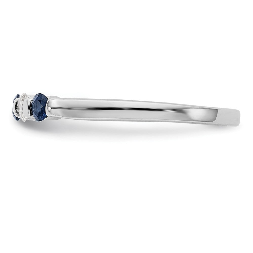 14k White Gold Real Diamond w/Sapphire Band