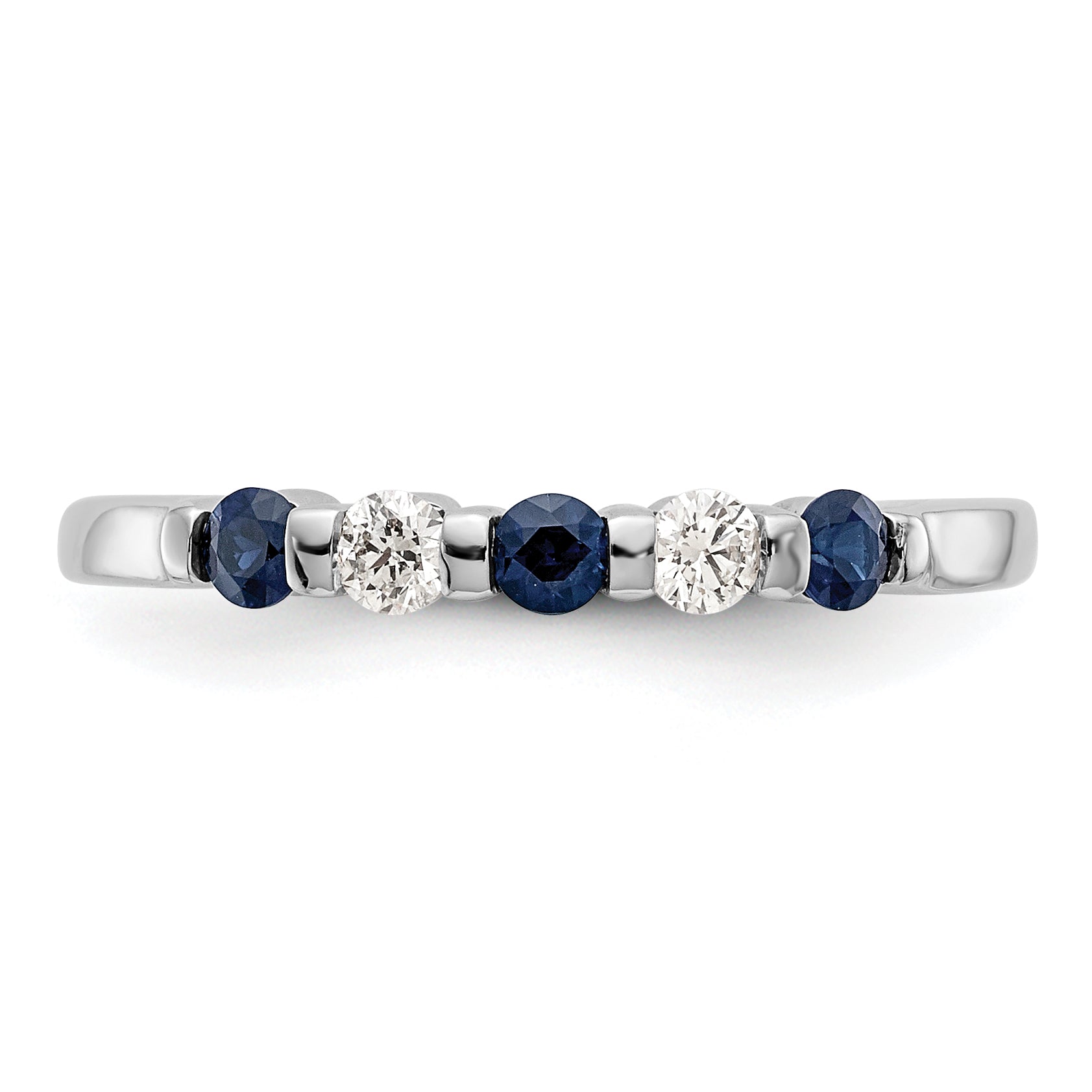 Solid 14k White Gold Simulated CZ w/Simulated Ruby Band