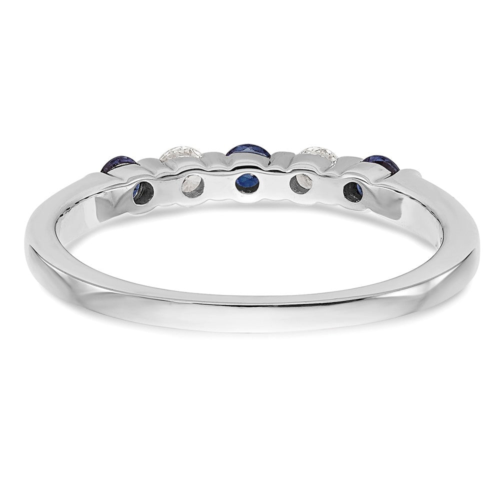 14k White Gold Real Diamond w/Sapphire Band