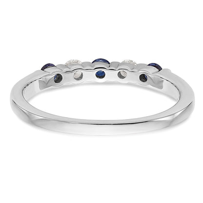 14k White Gold Real Diamond w/Sapphire Band