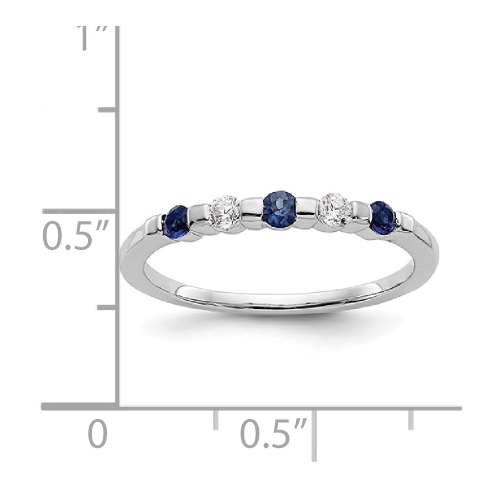 14k White Gold Real Diamond w/Sapphire Band