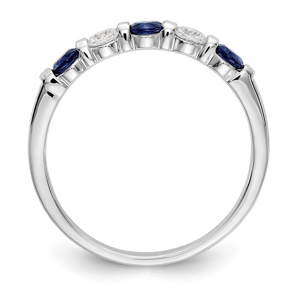 14k White Gold Real Diamond w/Sapphire Band