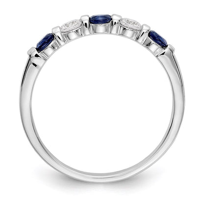 14k White Gold Real Diamond w/Sapphire Band
