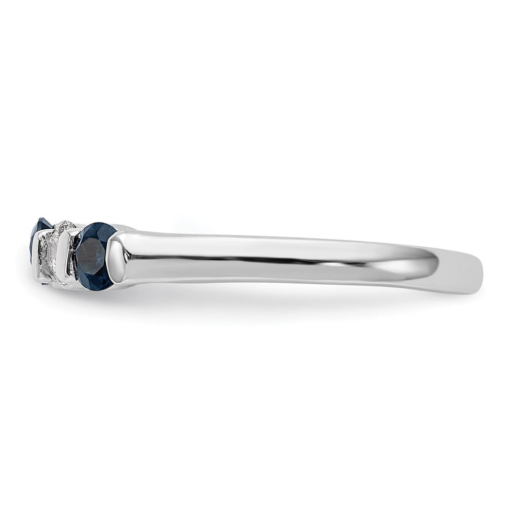Solid 14k White Gold Simulated CZ w/Simulated Sapphire Band
