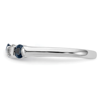 Solid 14k White Gold Simulated CZ w/Simulated Sapphire Band