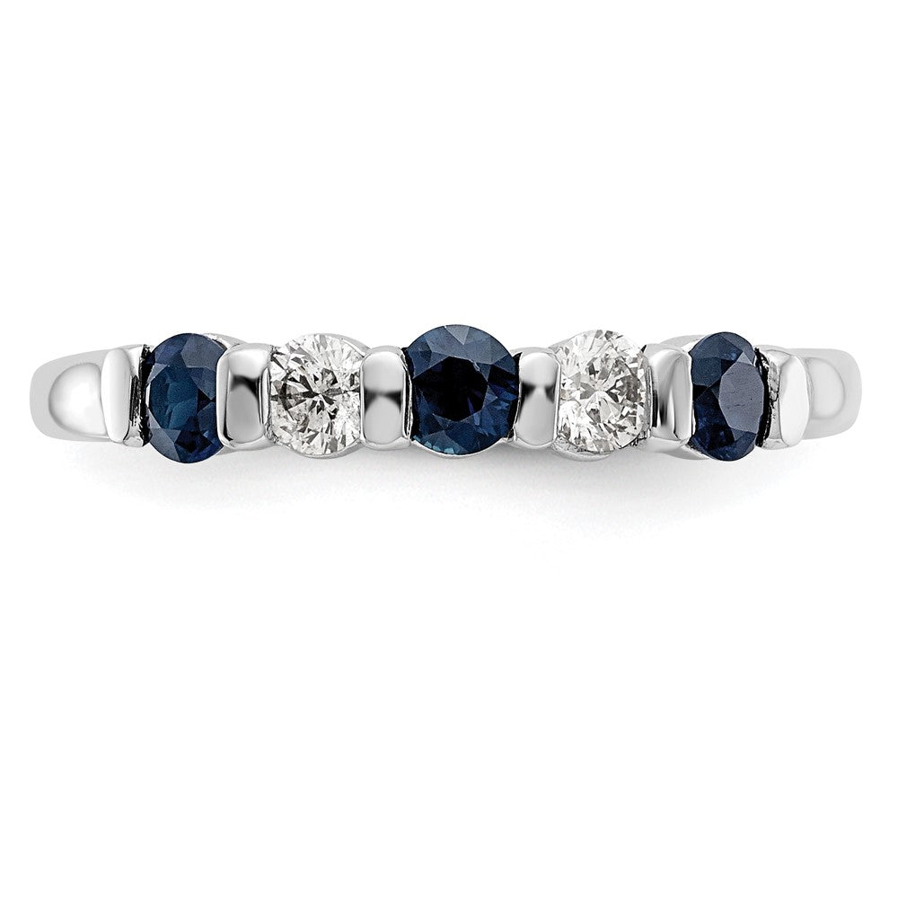 Solid 14k White Gold Simulated CZ w/Simulated Sapphire Band