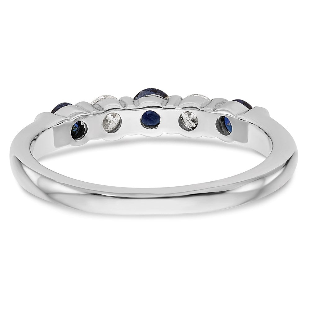 14k White Gold Real Diamond w/Sapphire Band