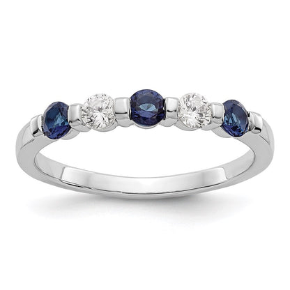 14k White Gold Real Diamond w/Sapphire Band