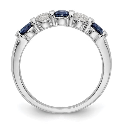 14k White Gold Real Diamond w/Sapphire Band