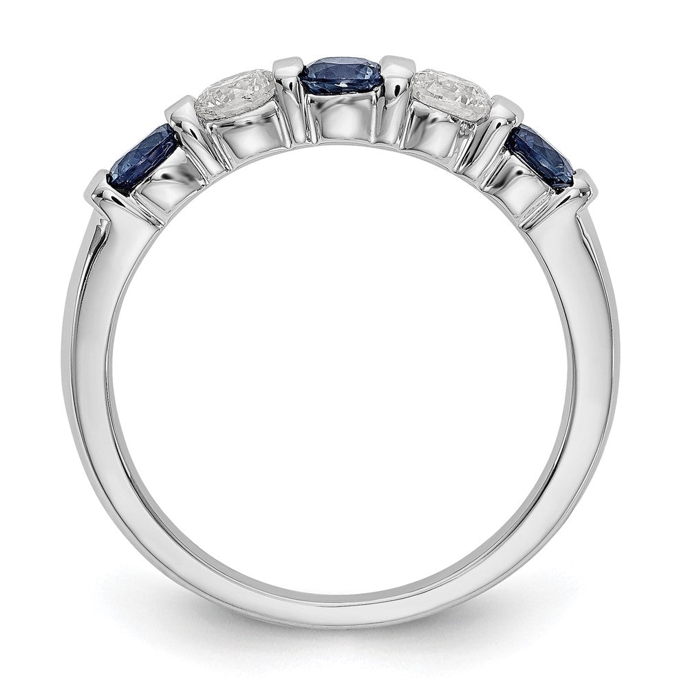 Solid 14k White Gold Simulated CZ w/Simulated Sapphire Band