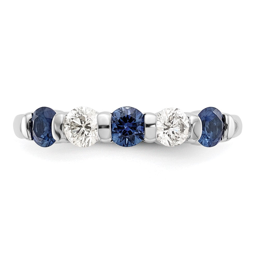 14k White Gold Real Diamond w/Sapphire Band