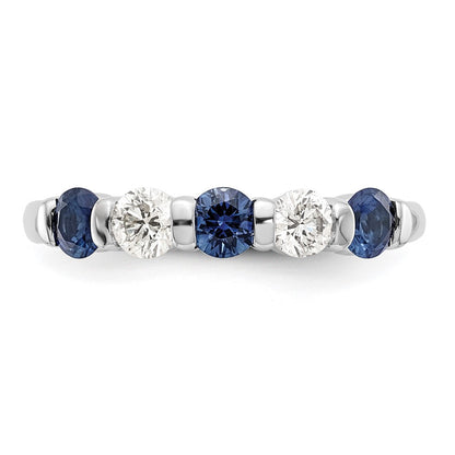 Solid 14k White Gold Simulated CZ w/Simulated Sapphire Band