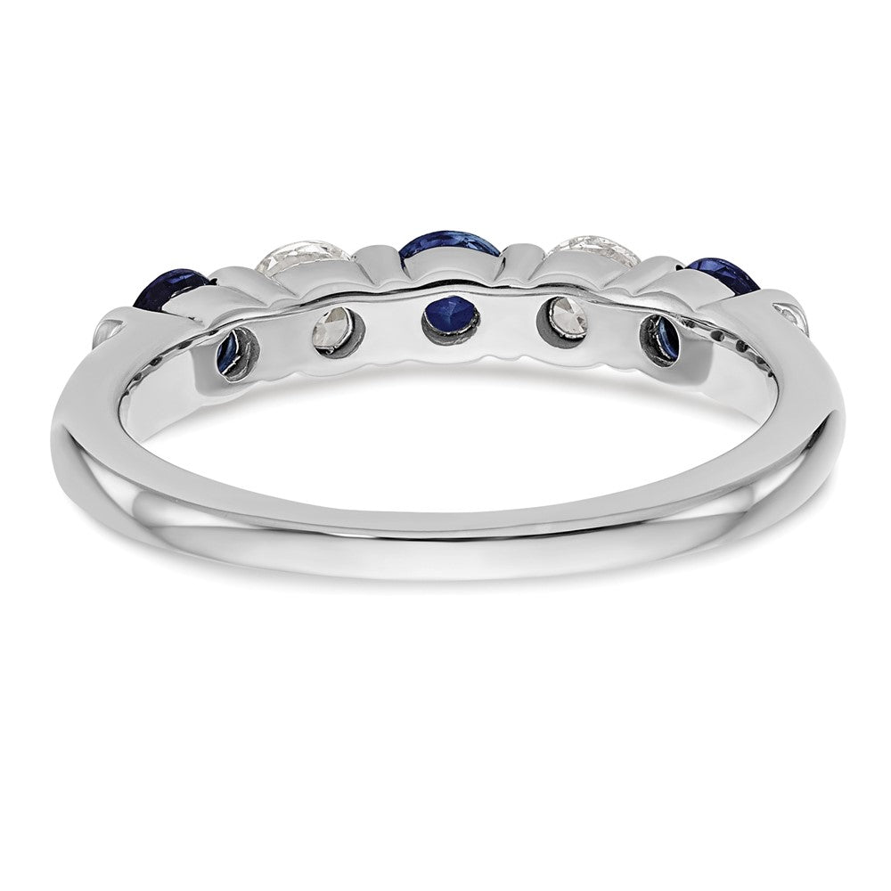 Solid 14k White Gold Simulated CZ w/Simulated Sapphire Band