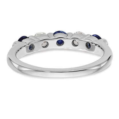 Solid 14k White Gold Simulated CZ w/Simulated Sapphire Band