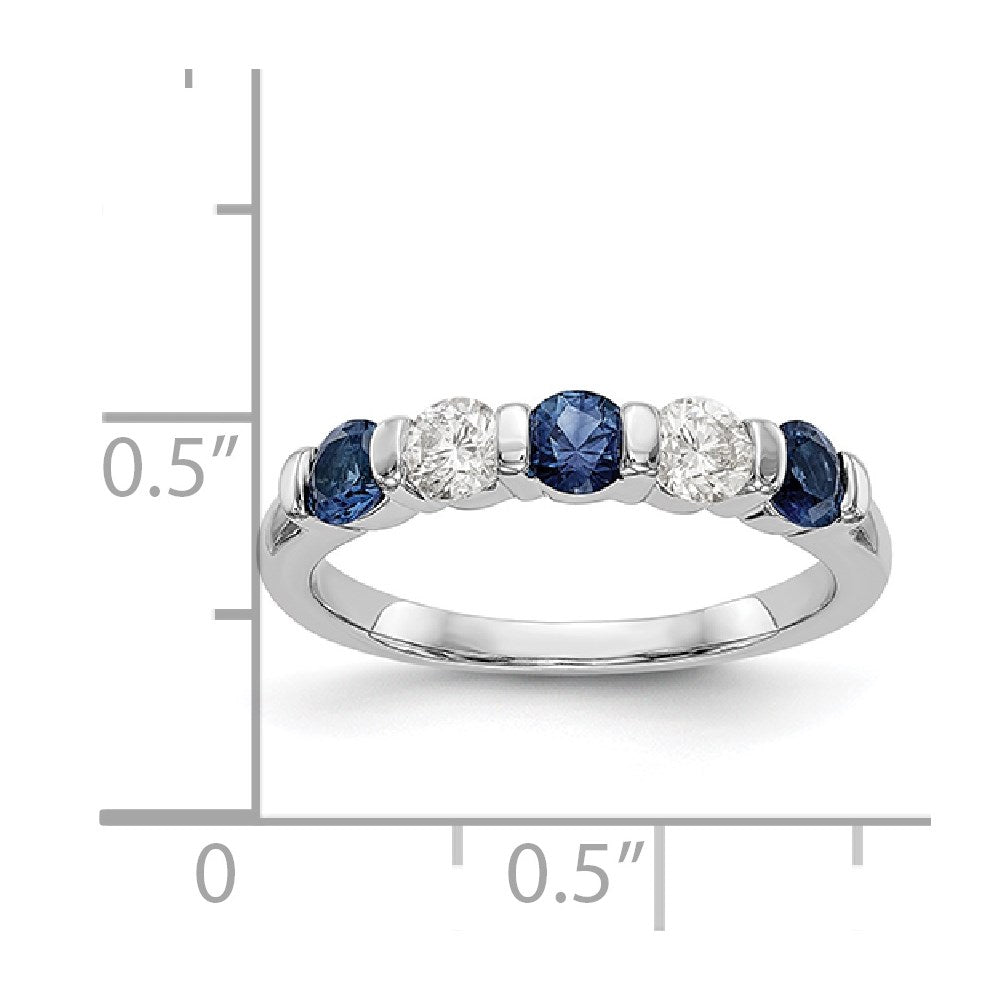 14k White Gold Real Diamond w/Sapphire Band