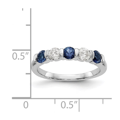 14k White Gold Real Diamond w/Sapphire Band