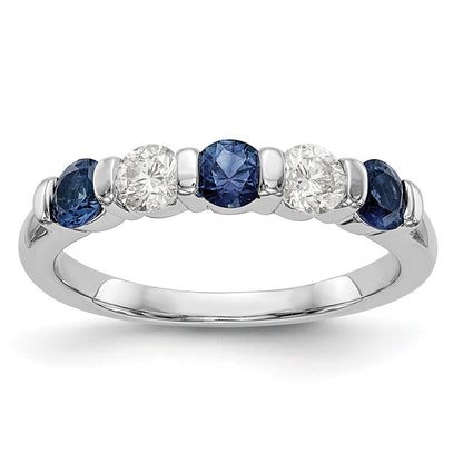 14k White Gold Real Diamond w/Sapphire Band