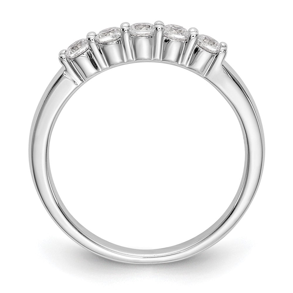 14k White Gold 5-Stone Shared Prong 1/3 carat Complete Round Diamond Band