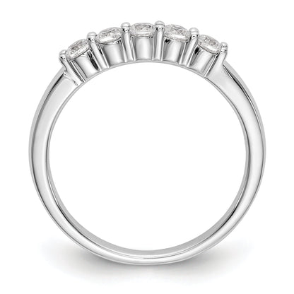 0.30ct. CZ Solid Real 14K White Gold 5-Stone Wedding Band Ring