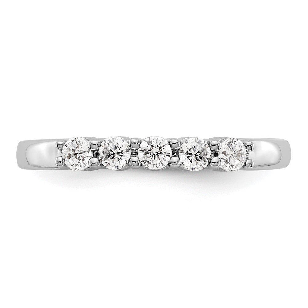 14K White Gold 5-Stone Real Diamond Band