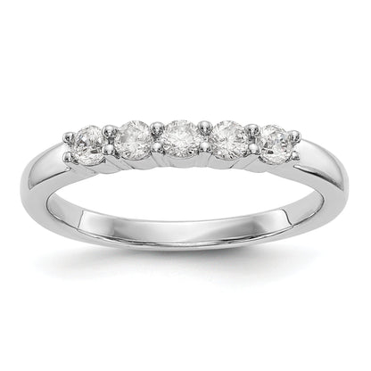 0.30ct. CZ Solid Real 14K White Gold 5-Stone Wedding Band Ring