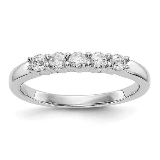 14K White Gold 5-Stone Real Diamond Band