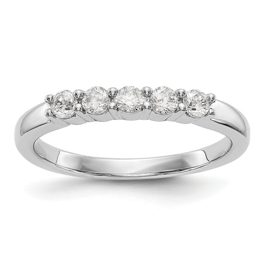 0.30ct. CZ Solid Real 14K White Gold 5-Stone Wedding Band Ring