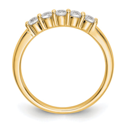 0.30ct. CZ Solid Real 14K Yellow Gold 5-Stone Wedding Band Ring
