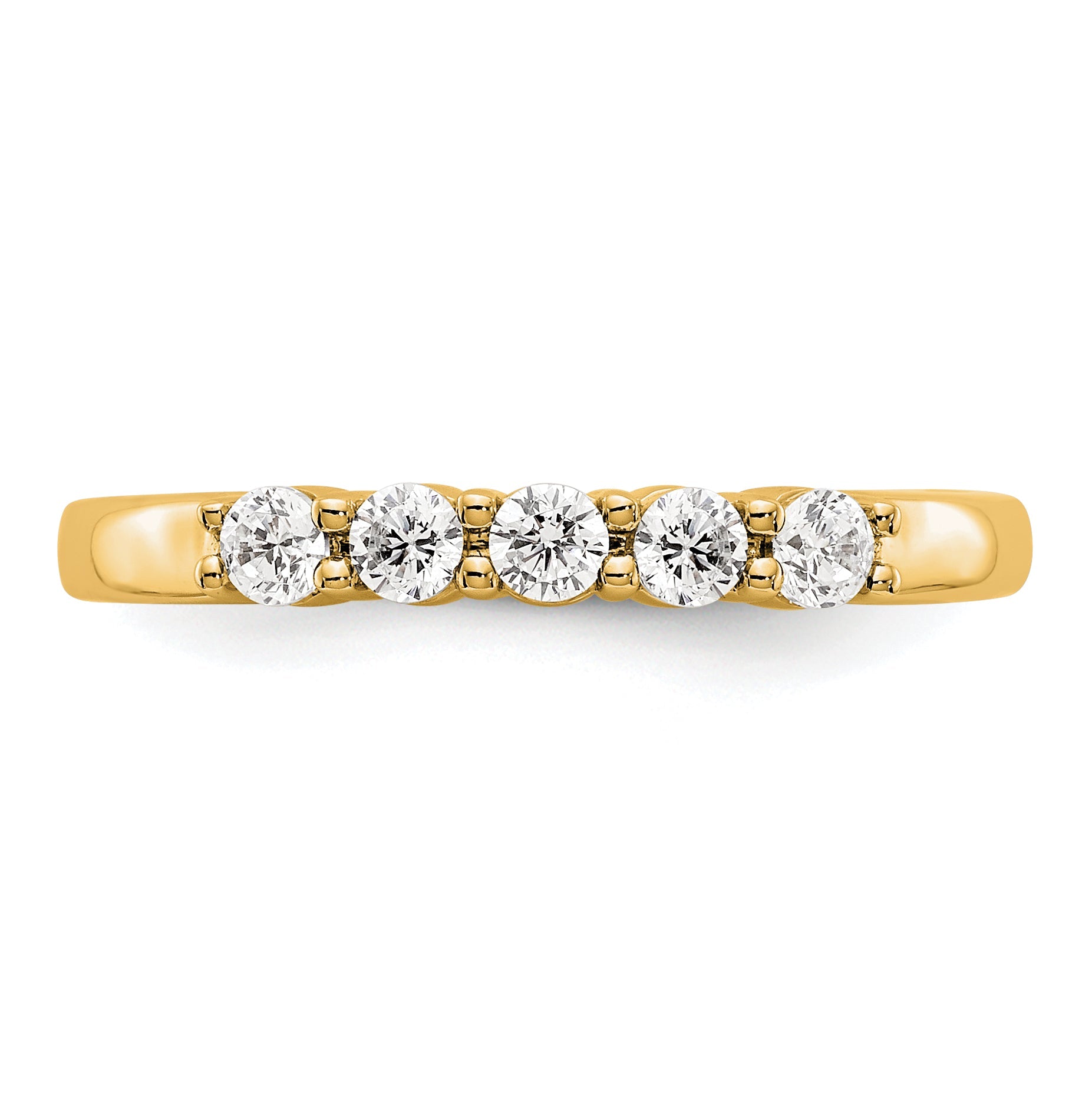 0.30ct. CZ Solid Real 14K Yellow Gold 5-Stone Wedding Band Ring