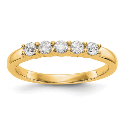 0.30ct. CZ Solid Real 14K Yellow Gold 5-Stone Wedding Band Ring