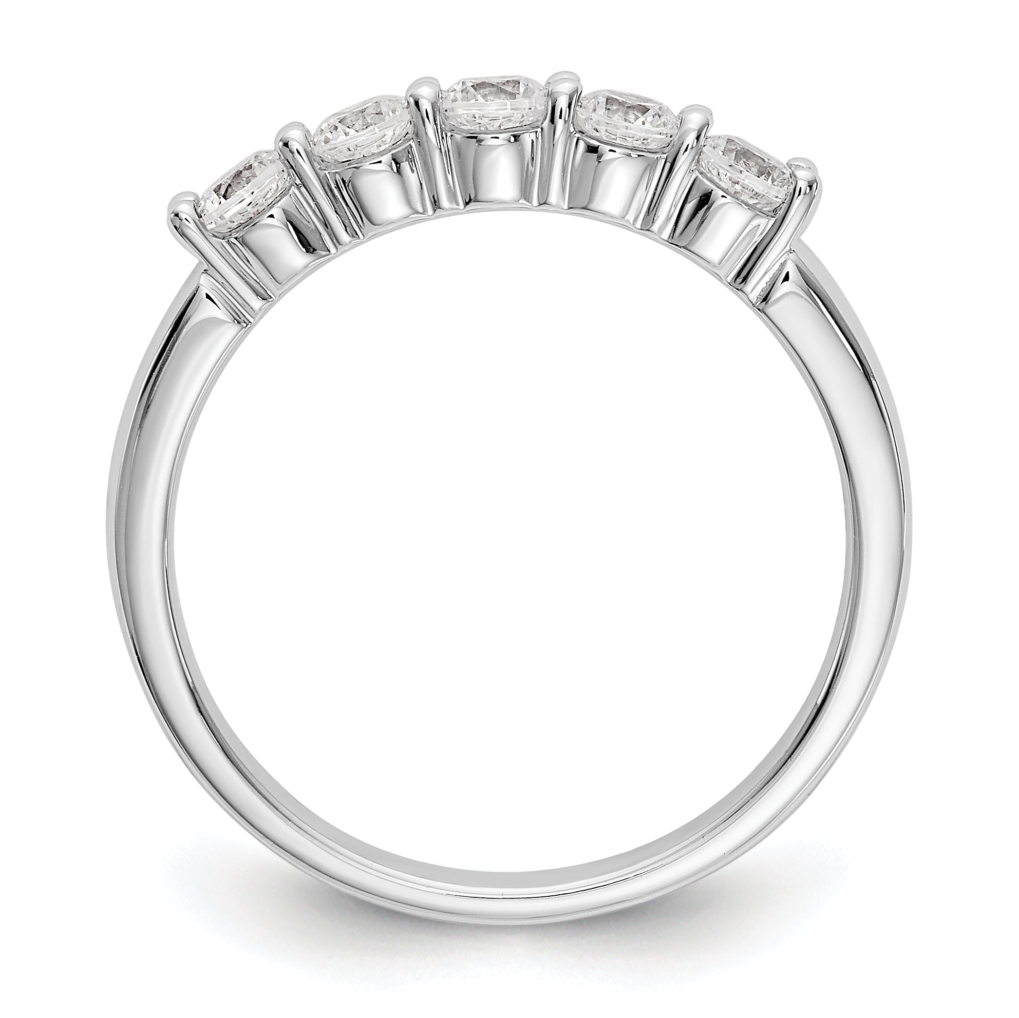 0.50ct. CZ Solid Real 14K White Gold 5-Stone Wedding Band Ring