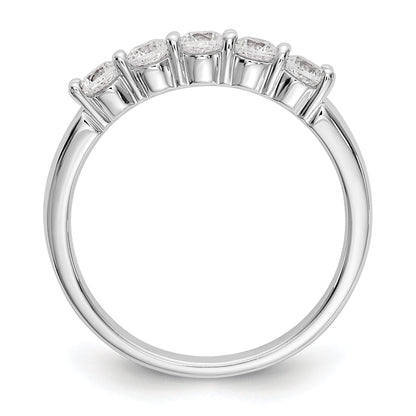 0.50ct. CZ Solid Real 14K White Gold 5-Stone Wedding Band Ring