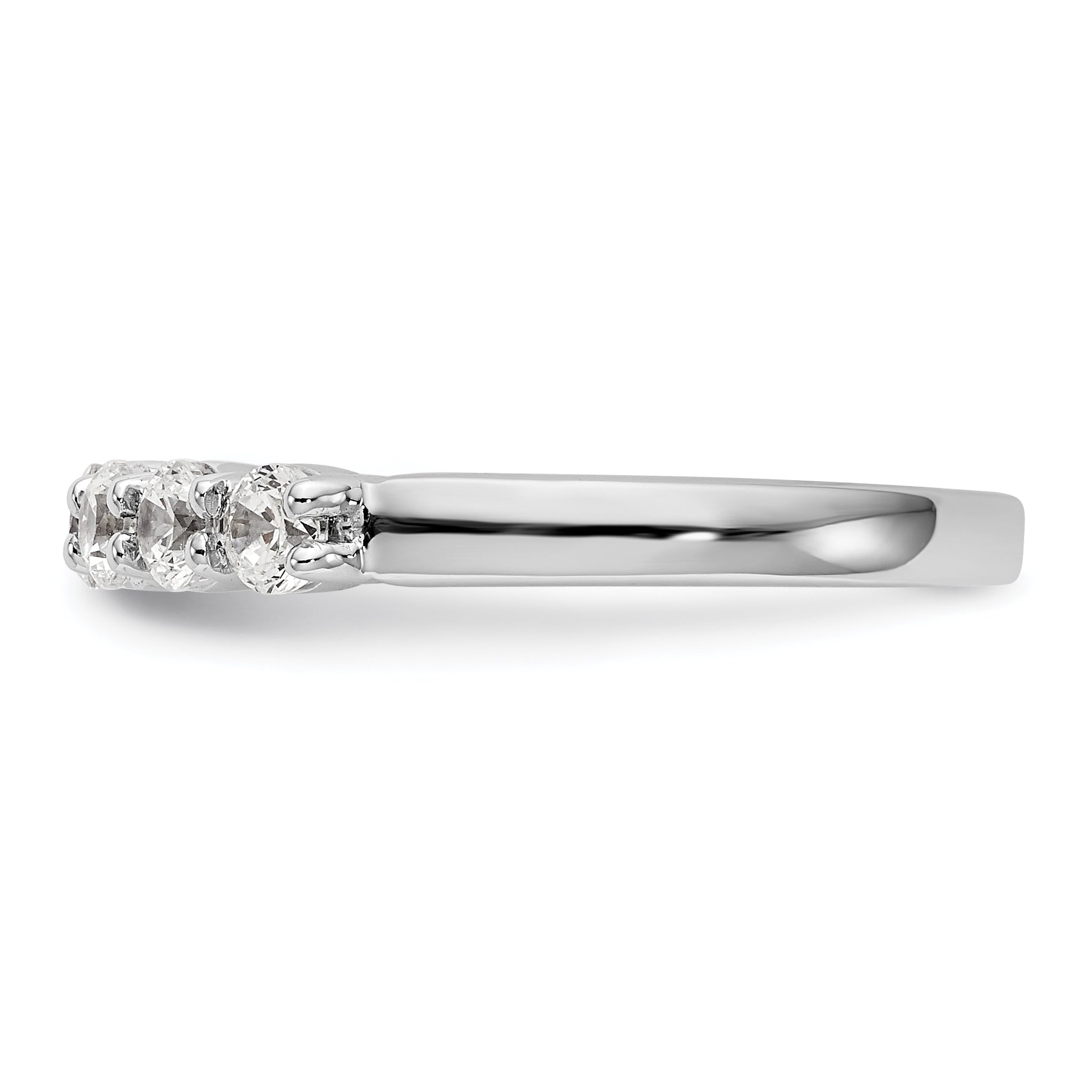 0.50ct. CZ Solid Real 14K White Gold 5-Stone Wedding Band Ring