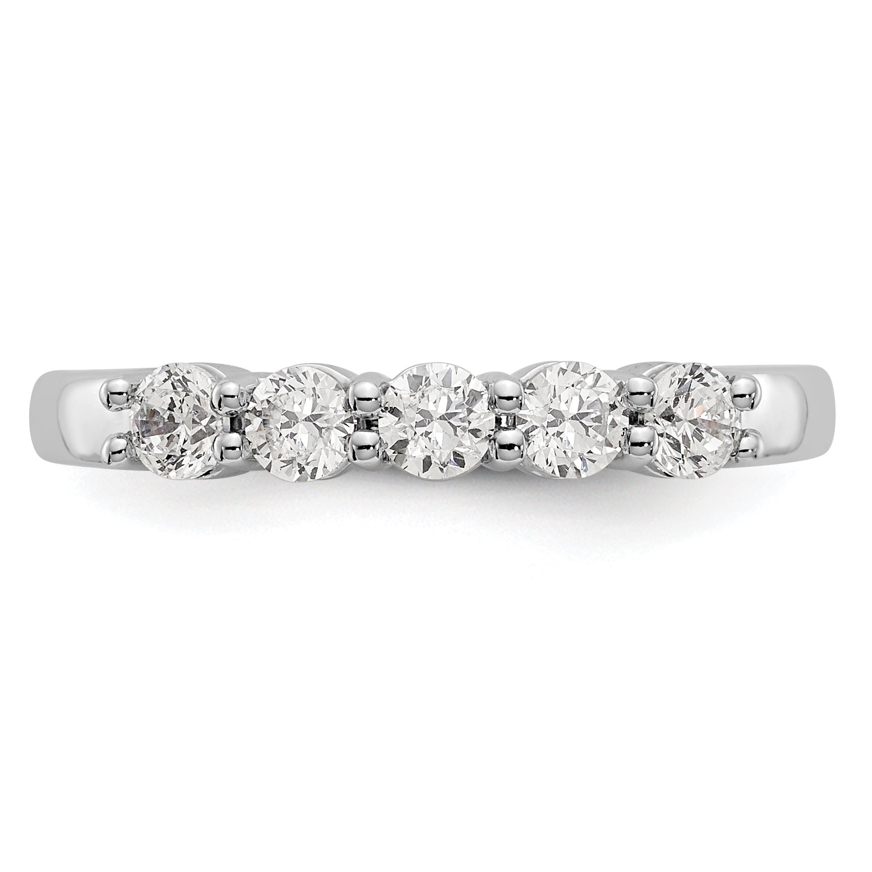 0.50ct. CZ Solid Real 14K White Gold 5-Stone Wedding Band Ring