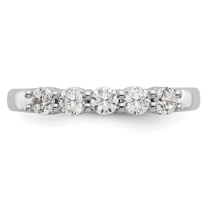 0.50ct. CZ Solid Real 14K White Gold 5-Stone Wedding Band Ring