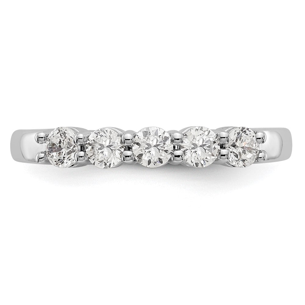 14k White Gold 5-Stone Shared Prong 1/2 carat Complete Round Diamond Band