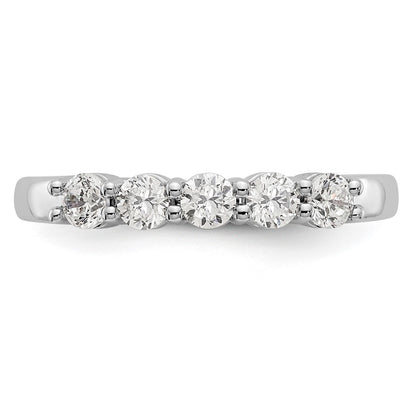 14k White Gold 5-Stone Shared Prong 1/2 carat Complete Round Diamond Band