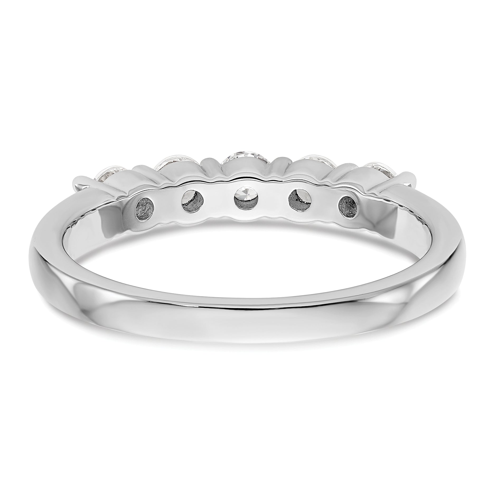 0.50ct. CZ Solid Real 14K White Gold 5-Stone Wedding Band Ring