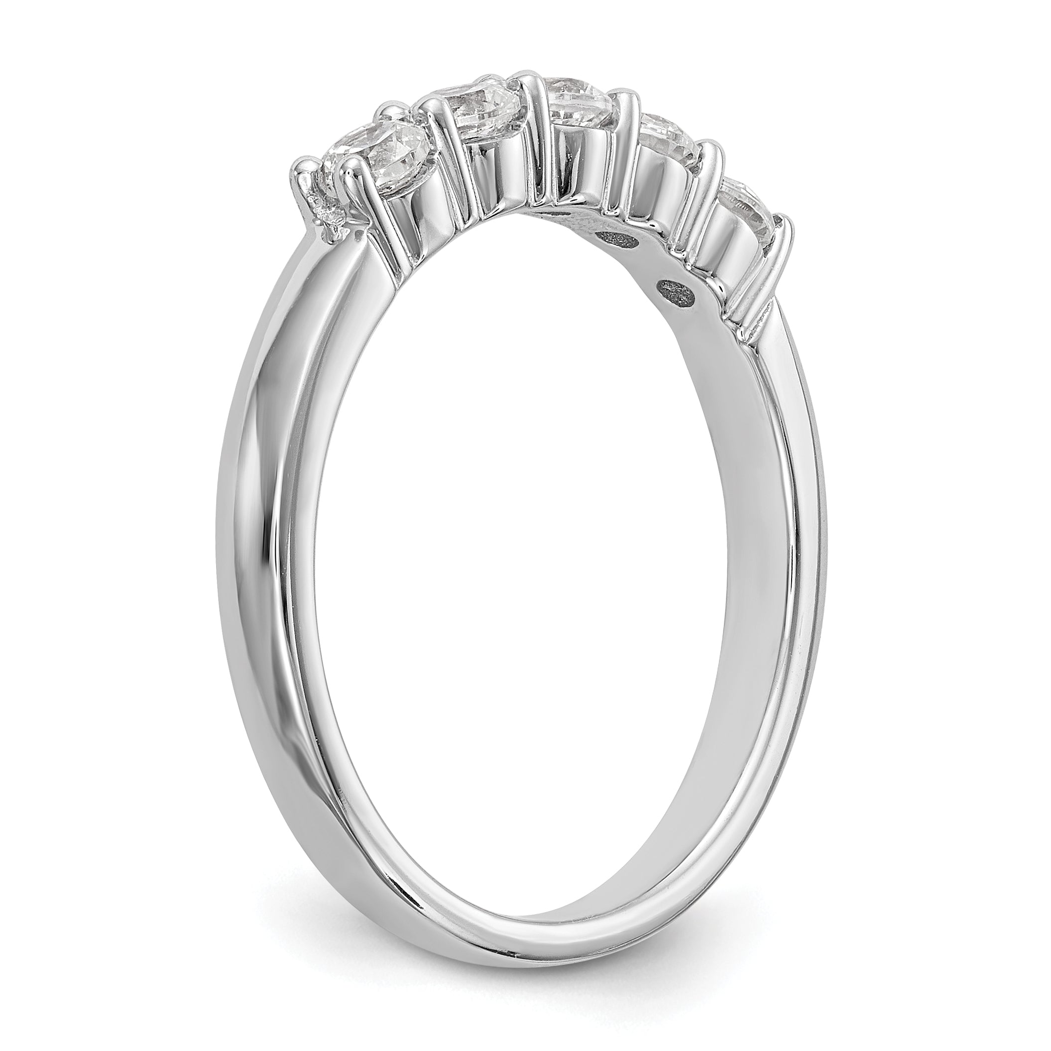 0.50ct. CZ Solid Real 14K White Gold 5-Stone Wedding Band Ring
