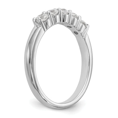 0.50ct. CZ Solid Real 14K White Gold 5-Stone Wedding Band Ring