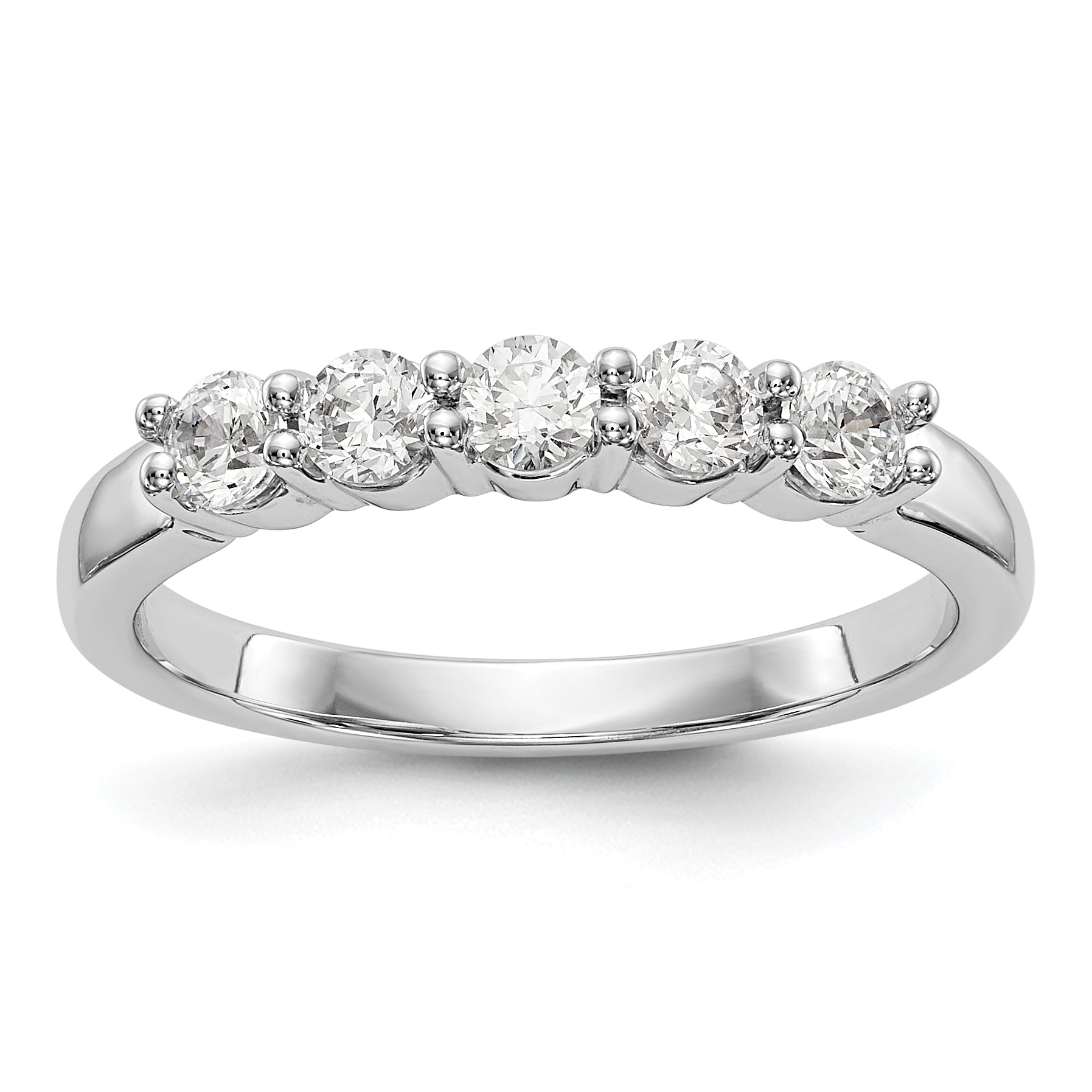 0.50ct. CZ Solid Real 14K White Gold 5-Stone Wedding Band Ring