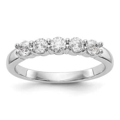 0.50ct. CZ Solid Real 14K White Gold 5-Stone Wedding Band Ring