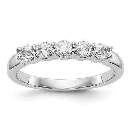 0.50ct. CZ Solid Real 14K White Gold 5-Stone Wedding Band Ring