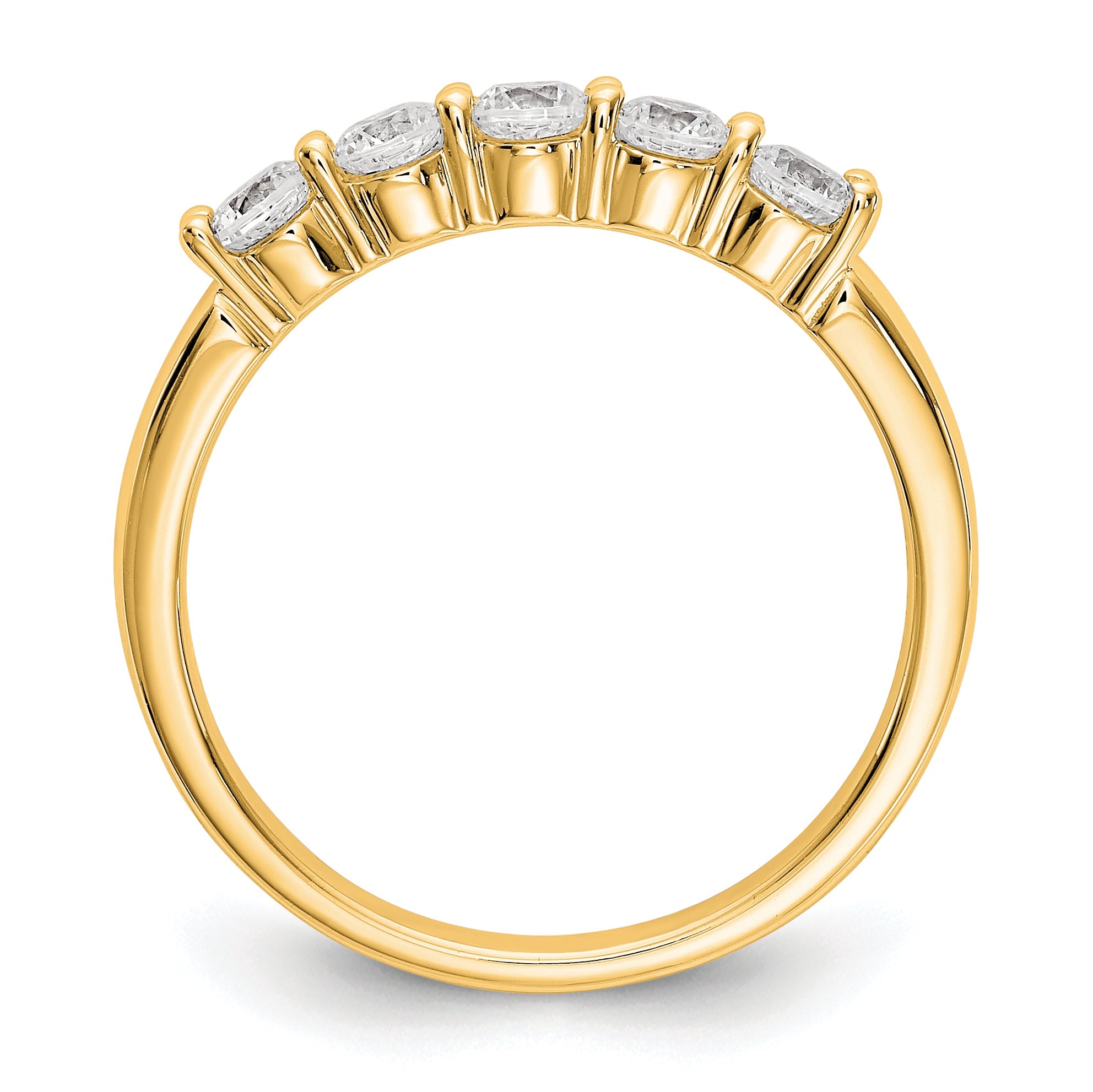 0.50ct. CZ Solid Real 14K Yellow Gold 5-Stone Wedding Band Ring